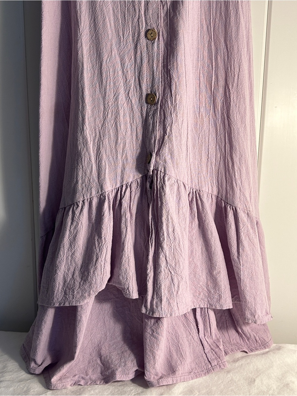 PatPat Dress  Lavender High-Low Button XL tag FITS M to L crepe cotton sundress - Picture 2 of 16